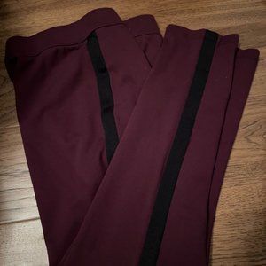 BOGO FREE ALL ITEMS! Joe Fresh burgundy pull on ponte pants black side stripe L